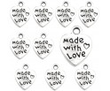 ZAWIESZKA CHARMS SERCE "MADE WITH LOVE" SERDUSZKO 12mm WALENTYNKI 10szt