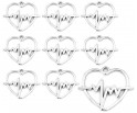 ZAWIESZKA CHARMS SERCE EKG RYTM SERCA LINIA ŻYCIA 30mm WALENTYNKI 10szt