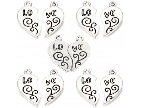 ZAWIESZKA CHARMS SERCE LOVE DLA ZAKOCHANYCH PRZYJACIÓŁ WALENTYNKI 5 kpl