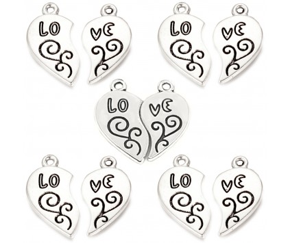 ZAWIESZKA CHARMS SERCE LOVE DLA ZAKOCHANYCH PRZYJACIÓŁ WALENTYNKI 5 kpl