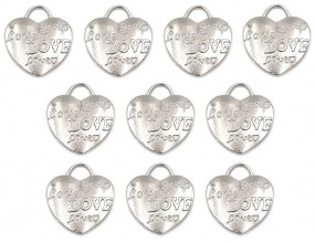 ZAWIESZKA CHARMS SERCE SERCA NAPIS LOVE 23mm WALENTYNKI DZIEŃ KOBIET 10szt