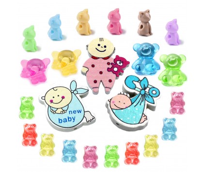 KORALIKI DO BRANSOLETEK MIŚKI MISIE KOTKI KOTY BOBASKI DZIECKO ZESTAW 23szt