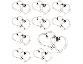 ZAWIESZKA ŁĄCZNIK DO BRANSOLETEK SERCA SERDUSZKA 32mm WALENTYNKI 10szt
