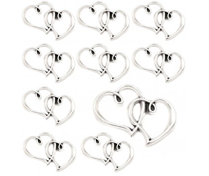ZAWIESZKA ŁĄCZNIK DO BRANSOLETEK SERCA SERDUSZKA 32mm WALENTYNKI 10szt