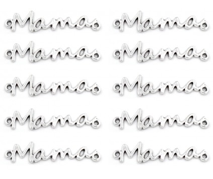 ŁĄCZNIK METALOWY DO BRANSOLETEK MAMA DZIEŃ MATKI 37mm WALENTYNKI 10szt