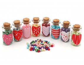 KORALIKI SZKLANE PERŁY PEREŁKI 4mm ZESTAW 8 KOLORÓW WALENTYNKI 8 x 100szt