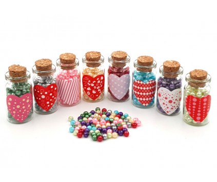 KORALIKI SZKLANE PERŁY PEREŁKI 4mm ZESTAW 8 KOLORÓW WALENTYNKI 8 x 100szt