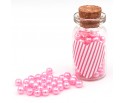 KORALIKI SZKLANE PERŁY PEREŁKI 4mm RÓZOWE BUTELECZKA WALENTYNKI 100szt