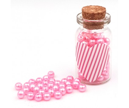 KORALIKI SZKLANE PERŁY PEREŁKI 4mm RÓZOWE BUTELECZKA WALENTYNKI 100szt