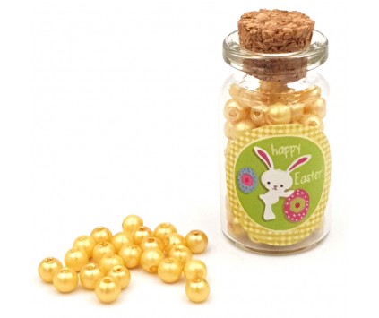 KORALIKI SZKLANE PERŁY PEREŁKI 4mm ZŁOTE BUTELECZKA WIELKANOC 100szt