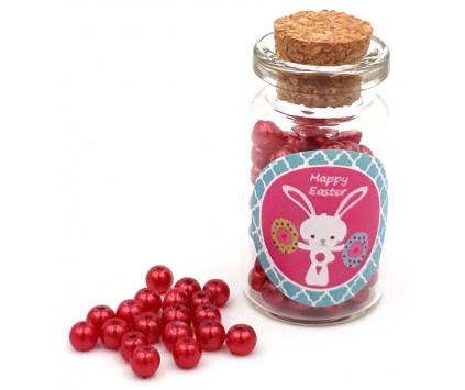 KORALIKI SZKLANE PERŁY PEREŁKI 4mm CZERWONE BUTELECZKA WIELKANOC 100szt