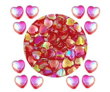 KORALIKI SERCA SERDUSZKA CZERWONE AB DO RÓŻAŃCA RÓŻANIEC WALENTYNKI 50szt