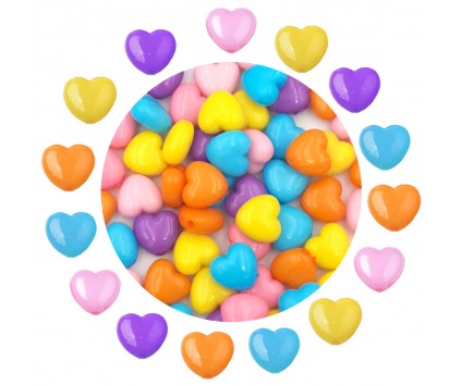 KORALIKI AKRYL SERCA SERDUSZKA SERCE WALENTYNKI DZIEŃ KOBIET 50szt KOLOROWE