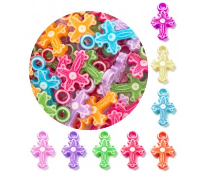 ZAWIESZKA KRZYŻYK KRZYŻ DO RÓŻAŃCA ZAWIESZKI AKRYL PASTELOWE KRZYŻYKI 10szt