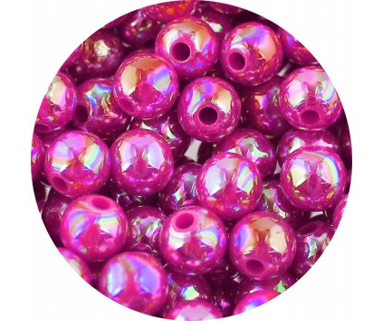 Koraliki Akrylowe Kulki OPALIZUJĄCE Błyszczące CIEMNY RÓŻ 8mm 50szt