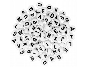 KORALIKI LITERY LITERKI ALFABET AKRYLOWE OKRĄGŁE PŁASKIE 7mm MIX 200szt