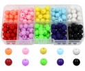 ZESTAW KORALIKI GŁADKIE 8mm 250szt AKRYLOWE KULKI DO BRANSOLETEK ORGANIZER