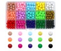 ZESTAW KORALIKI GŁADKIE 8mm 375szt AKRYLOWE KULKI DO BRANSOLETEK ORGANIZER