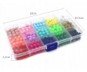ZESTAW KORALIKI GŁADKIE 8mm 375szt AKRYLOWE KULKI DO BRANSOLETEK ORGANIZER