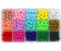 ZESTAW KORALIKI GŁADKIE 8mm 375szt AKRYLOWE KULKI DO BRANSOLETEK ORGANIZER