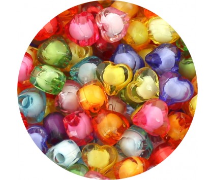 Koraliki Akrylowe "Koralik w Koraliku" Serca Serduszka 8mm Mix Kolorów 50sz