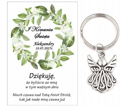 Podziękowanie dla gości ANIOŁEK KOMUNIA PERSONALIZACJA PAMIĄTKA ANIOŁ A4