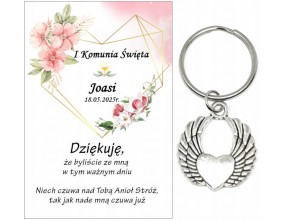 Podziękowanie dla gości BRELOK KOMUNIA PERSONALIZACJA PAMIĄTKA SKRZYDŁA A33