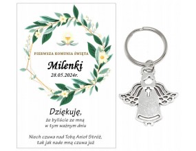 Podziękowanie dla gości ANIOŁEK KOMUNIA PERSONALIZACJA PAMIĄTKA ANIOŁ A20