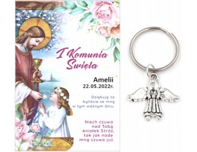 A9 Podziękowanie dla Gości Breloczek Aniołek Imię Data Pamiątka Komunia