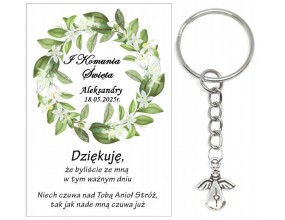 A3 Podziękowanie dla gości na KOMUNIĘ KOMUNIA BRELOK ANIOŁEK UPOMINEK