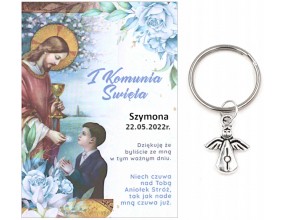A3 Podziękowanie dla Gości Breloczek Aniołek Imię Data Chłopiec Komunia