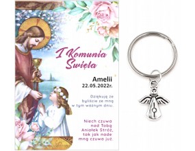 A3 Podziękowanie dla Gości Breloczek Aniołek Imię Data Pamiątka Komunia