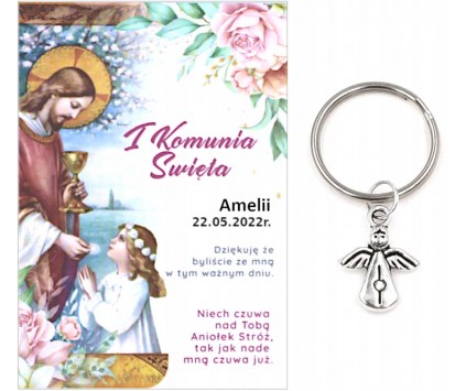 A3 Podziękowanie dla Gości Breloczek Aniołek Imię Data Pamiątka Komunia