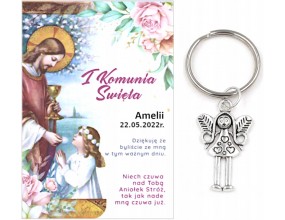 A2 Podziękowanie dla Gości Breloczek Aniołek Imię Data Pamiątka Komunia