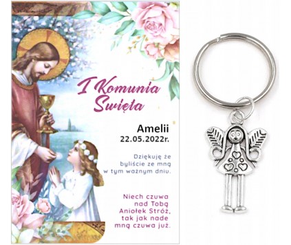 A2 Podziękowanie dla Gości Breloczek Aniołek Imię Data Pamiątka Komunia