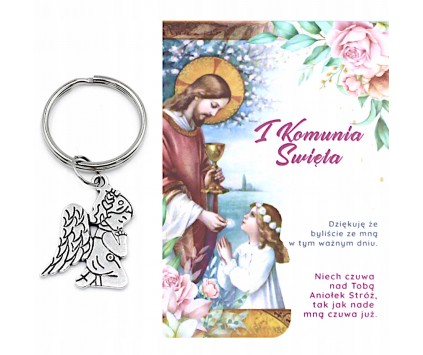 PODZIĘKOWANIE DLA GOŚCI KOMUNIA BRELOCZEK ANIOŁEK PAMIATKA