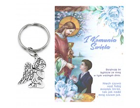 PODZIĘKOWANIE DLA GOŚCI KOMUNIA BRELOK ANIOŁEK PAMIATKA