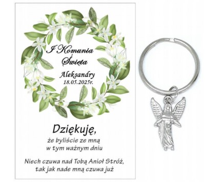 Podziękowanie dla gości brelok ANIOŁEK I KOMUNIA ŚWIĘTA IMIĘ PAMIĄTKA A31