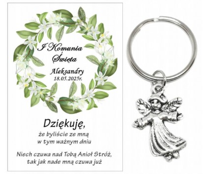 Podziękowanie dla gości brelok ANIOŁEK I KOMUNIA ŚWIĘTA IMIĘ PAMIĄTKA A30