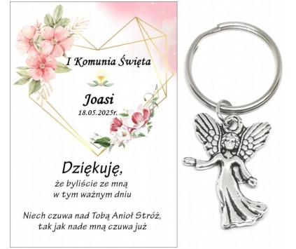 Podziękowanie dla gości brelok ANIOŁEK I KOMUNIA ŚWIĘTA IMIĘ PAMIĄTKA A27