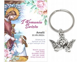 Podziękowanie dla gości brelok ANIOŁEK I KOMUNIA ŚWIĘTA IMIĘ PAMIĄTKA A26