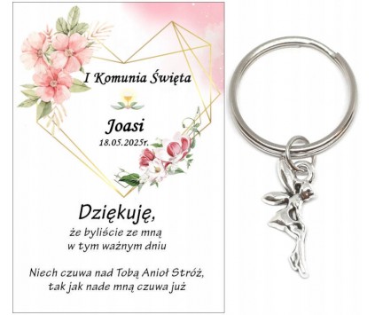 Podziękowanie dla gości brelok ANIOŁEK I KOMUNIA ŚWIĘTA IMIĘ PAMIĄTKA A23