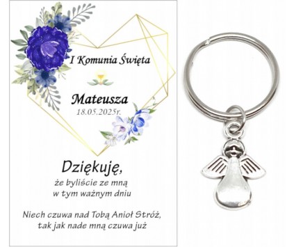 Podziękowanie dla gości brelok ANIOŁEK I KOMUNIA ŚWIĘTA IMIĘ PAMIĄTKA A22