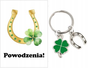 Brelok Breloczek Podziękowanie Ślub Chrzest Dzień Chłopaka Koniczyna Podkow