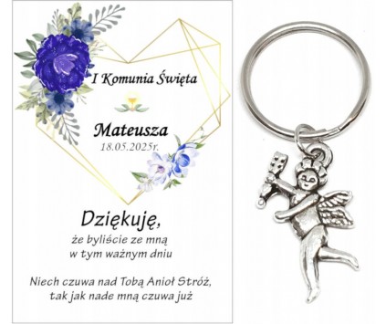 Podziękowanie dla gości brelok ANIOŁEK I KOMUNIA ŚWIĘTA IMIĘ PAMIĄTKA A19