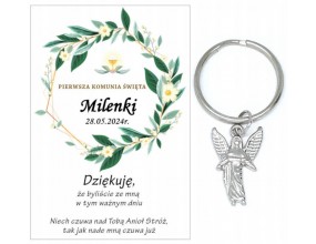 Podziękowanie dla gości brelok ANIOŁEK KOMUNIA PERSONALIZACJA PAMIĄTKA A31