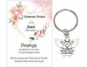 Podziękowanie dla gości brelok ANIOŁ KOMUNIA PERSONALIZACJA PAMIĄTKA A28