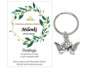 Podziękowanie dla gości brelok ANIOŁ KOMUNIA PERSONALIZACJA PAMIĄTKA A26