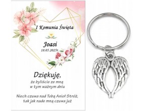 Podziękowanie dla gości brelok SKRZYDŁA KOMUNIA PERSONALIZACJA PAMIĄTKA A25