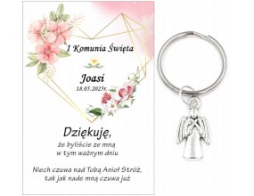 A11 Podziękowanie dla gości brelok ANIOŁEK KOMUNIA PERSONALIZACJA PAMIĄTKA